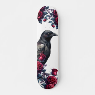 Skateboard Planche de skate Fille Unique Corbeau Noir & Roses