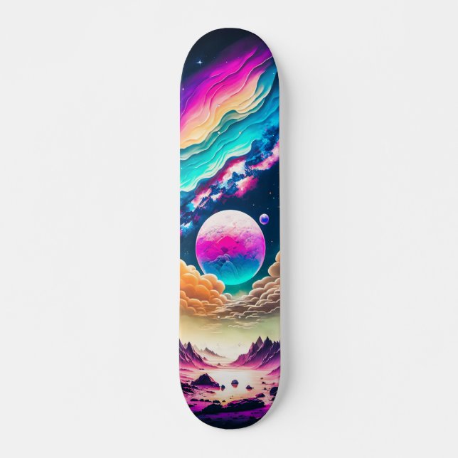 Skateboard Planetas y nubes en el universo (Vorne)