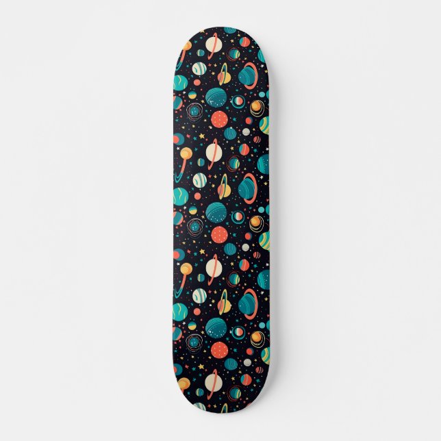 Skateboard Planètes et étoiles Motifs cosmiques (Devant)