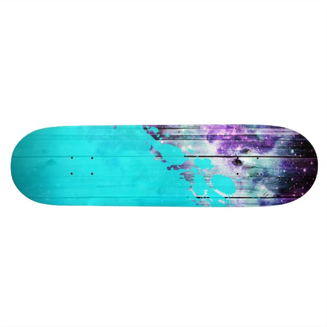 Skateboard Plaques en bois pourpres, bleues et Turquoises et  (Horizontal)