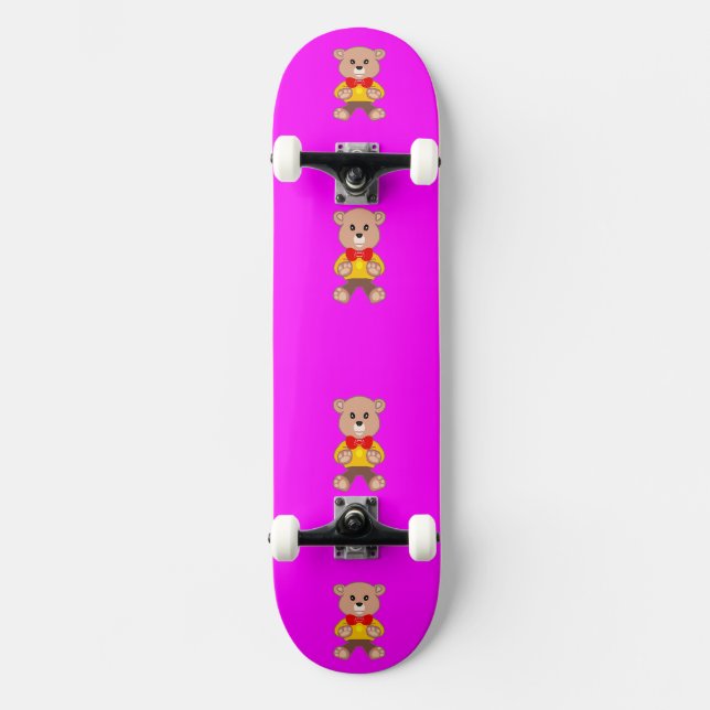 Skateboard Plat Pink Teddy Bear (Recto)