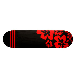 Skateboard Plate-forme influencée hawaïenne rouge et noire de