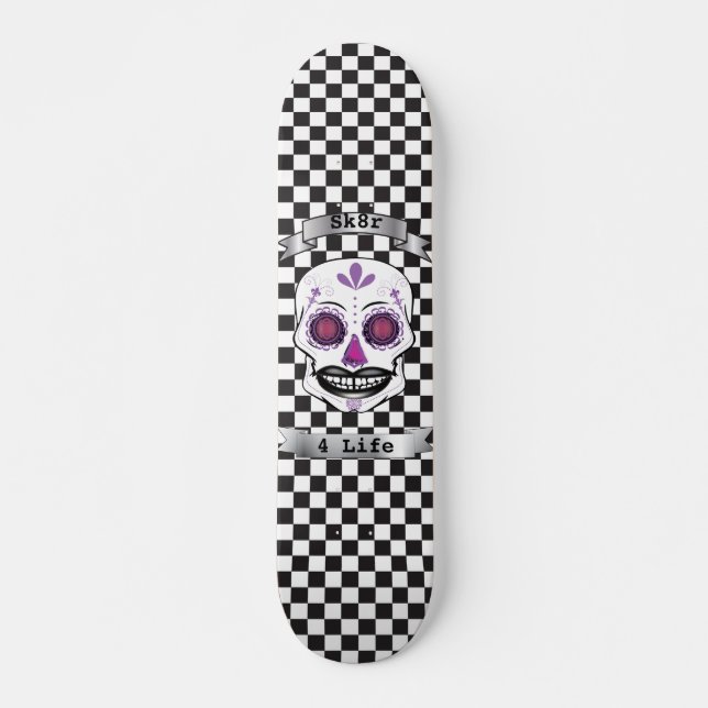 Skateboard Plate-forme pourpre Checkered de crâne de sucrerie (Devant)