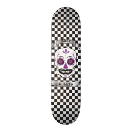 Skateboard Plate-forme pourpre Checkered de crâne de sucrerie