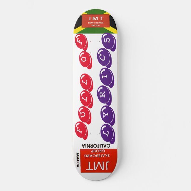 Skateboard PLEIN DE PAROLES. JMT 8 Patinage de 1/4" (Recto)