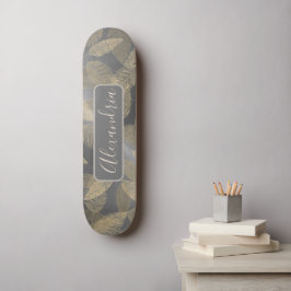 Skateboard Plumes chic sur Skatebo personnalisé en argent lis