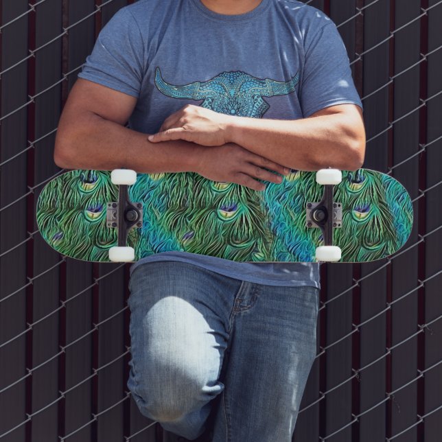 Skateboard Plumes de paon, abstrait - cool (Extérieur 3)