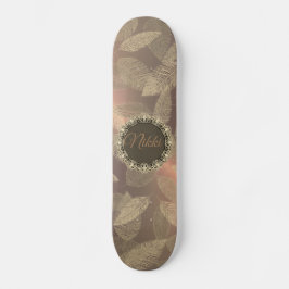 Skateboard Plumes d'or chic sur Rose d'or personnalisé