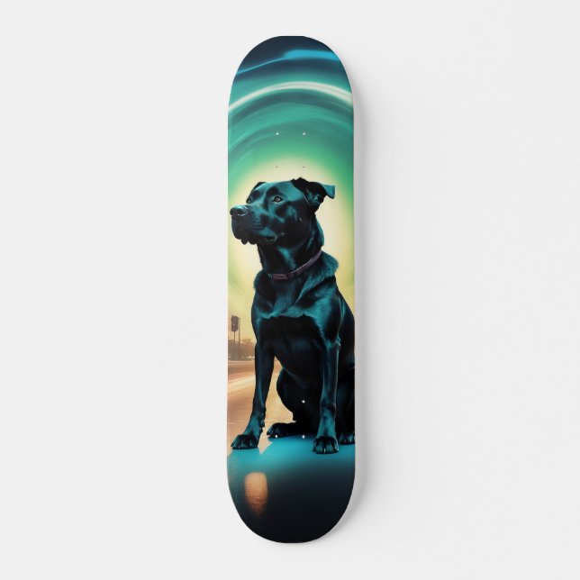 Skateboard Poderoso perro negro guardián (Vorne)