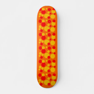 Skateboard Points jaunes et rouges bulles sur orange
