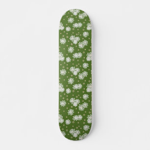 Skateboard Pois et marguerites - Blanc, Sable et Palm Green