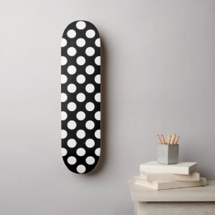 Skateboard Pois noirs et blancs, Motif Polka