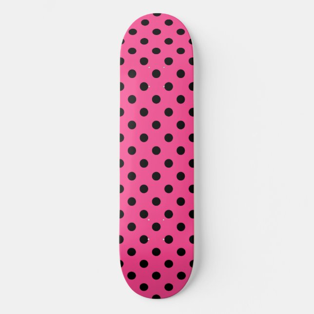 Skateboard Pois roses et noirs (Recto)