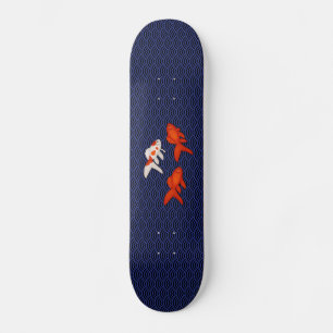 Skateboard Poisson d'or sur Seigaiha Motif Japonais