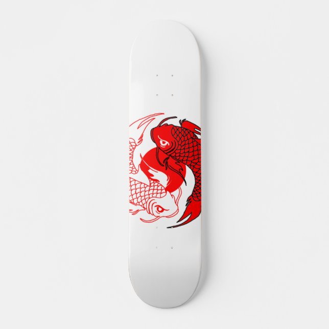 Skateboard Poisson Koi : point rouge (Devant)