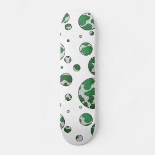 Skateboard Polis Dot Vache vert et blanc Impression