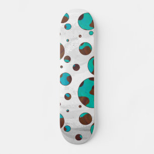 Skateboard Polka Dot Cow Impression Brown et Turquoise