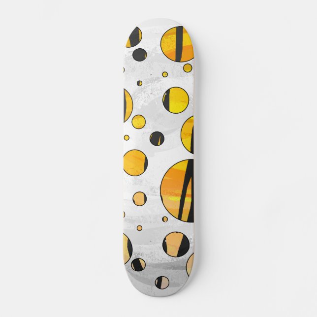 Skateboard Polka Dot Tiger noir et orange (Recto)
