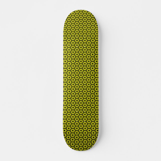 Skateboard Polygons v2 - noir et jaune (Devant)