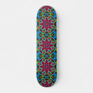 Skateboard Pont à motifs floraux tropicaux lumineux