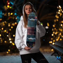 Skateboard Pont de Tartan Turquoise et bordeaux sophistiqué