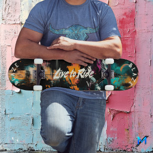 Skateboard Pop Art Graffiti de montagne - Live to Ride Motto
