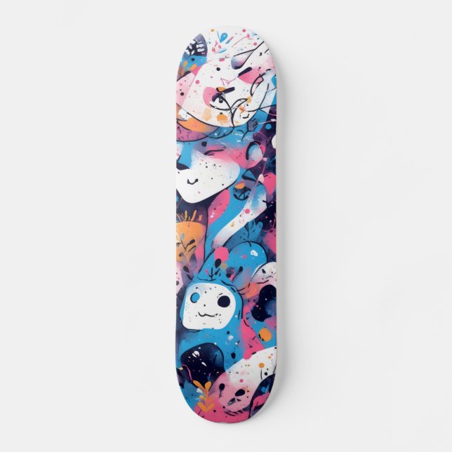 Skateboard Pop électrique : Patins à skateboards rose néon (Recto)