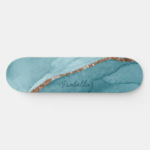 Skateboard Porte en marbre Turquoise d'or Turquoise personnal