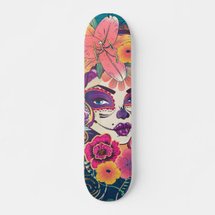 Skateboard Portrait d'une couronne de fleurs