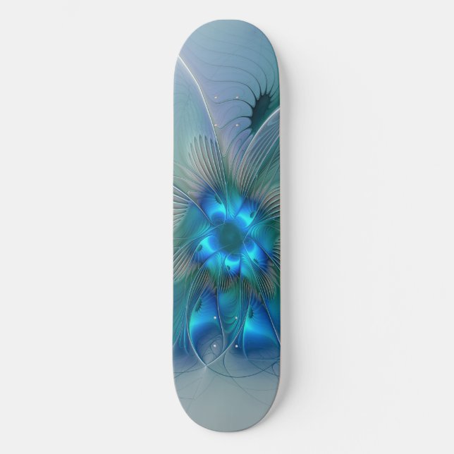 Skateboard Position, Abstrait bleu turquoise fractal (Recto)