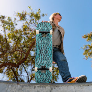 Skateboard Poster de animal chic en bleu - conception en plum