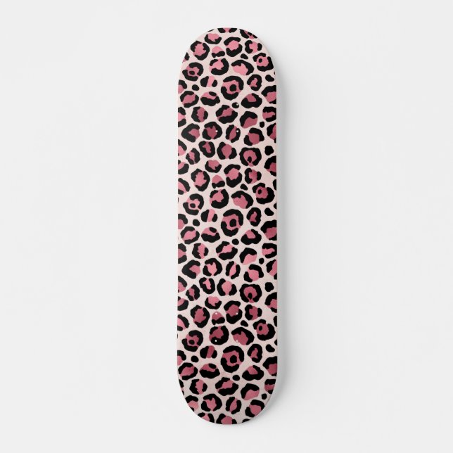 Skateboard Poster de animal léopard rose et or, cadeau léopar (Devant)