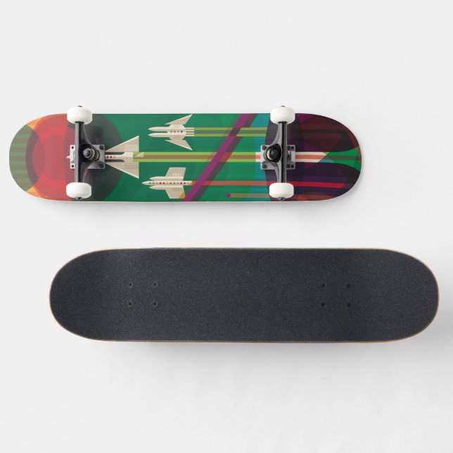 Skateboard Poster de Voyage Espace Rétro - Système Solaire Gr (Horz)