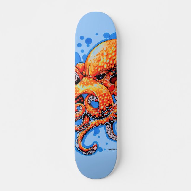 Skateboard poulpe orange (Devant)