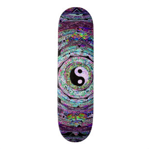 Skateboard Pourpre de mandala de Yin Yang