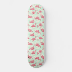 Skateboard Preppy Chic Elegant Pink Flamingo Motif