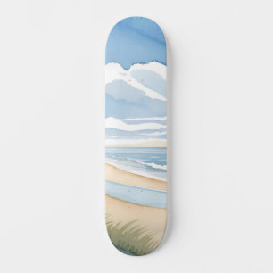 Skateboard Promenade du rivage de la plage   Aquarelle de l'o