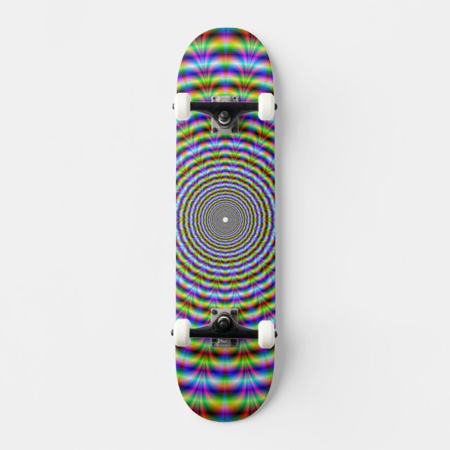 Skateboard Psychedelic Neon Ripples (Vorderseite)