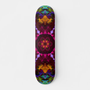 Skateboard Psychédélique Mandala Fleur violet orange et vert