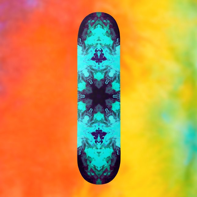 Skateboard Psychédélique Mandala Flower bleu et violet (Créateur téléchargé)