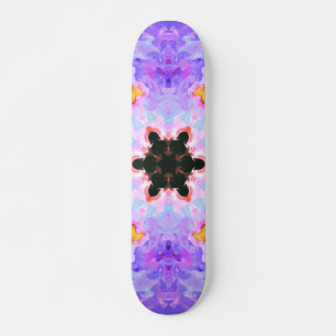 Skateboard Psychédélique Mandala Flower bleu rose et jaune