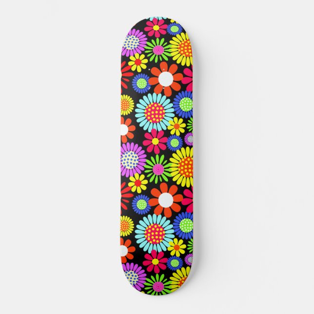 Skateboard Puissance de fleur hippie de printemps rétro (Recto)