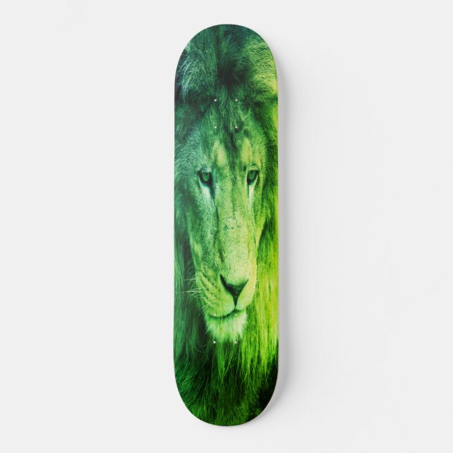 Skateboard puissant LION VERT (Recto)
