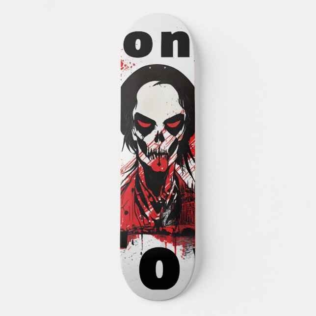 Skateboard Punk Cadeau de Londres Angleterre Zombie Rouge Hor (Recto)