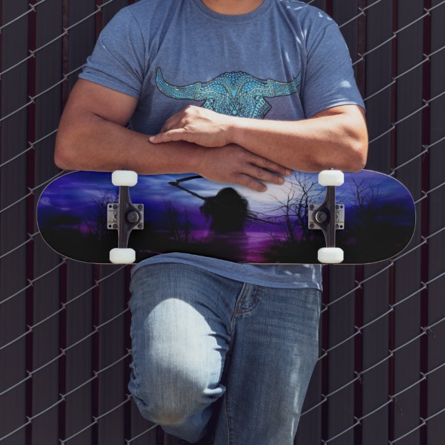 Skateboard Purple Blue Black Grim Reaper Imaginaire Nuit (Extérieur 3)