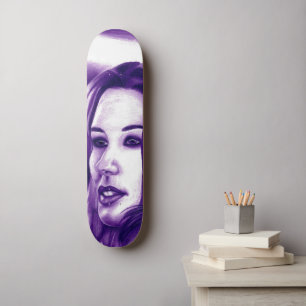 Skateboard Purple People Woman Portrait Art original