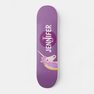 Skateboard Purple Unicorn Rainbow