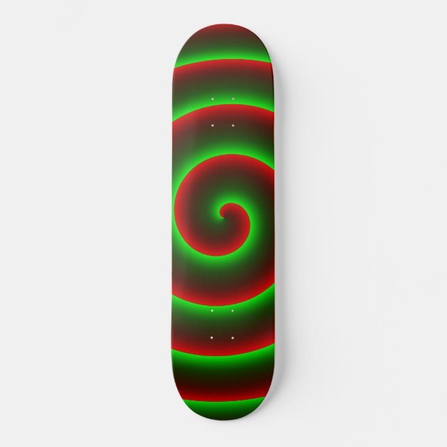 Skateboard Quer mudar ou vermelho ? Espiral verde chamativo. (Recto)