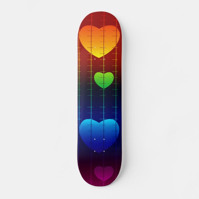 Skateboard, Rainbow-Herz-Muster Skateboard (Vorderseite)