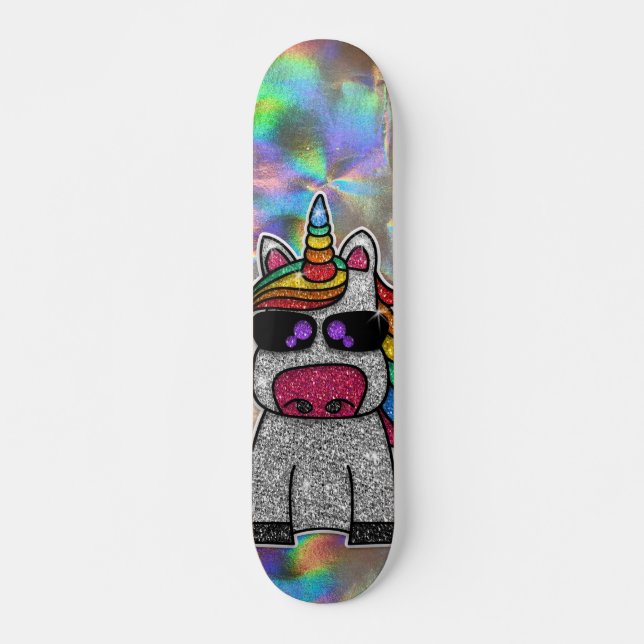 Skateboard Rainbow Parties scintillant Unicorn Sparkly Chrome (Devant)